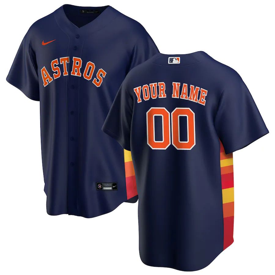 Mens Houston Astros Nike Navy Alternate Replica Custom MLB Jerseys->customized mlb jersey->Custom Jersey